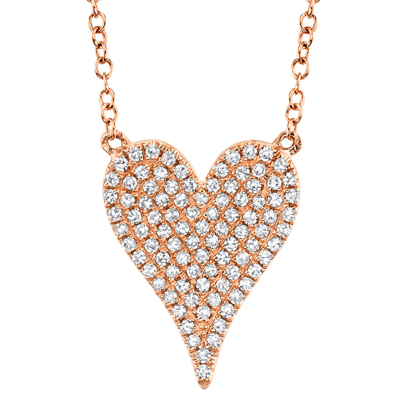 Diamond Pave Heart Pendant Necklace Necklaces Shy Creation