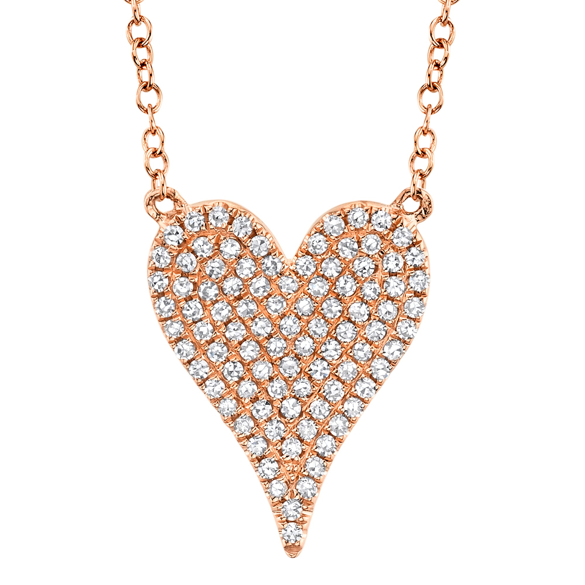 Diamond Pave Heart Pendant Necklace Necklaces Shy Creation