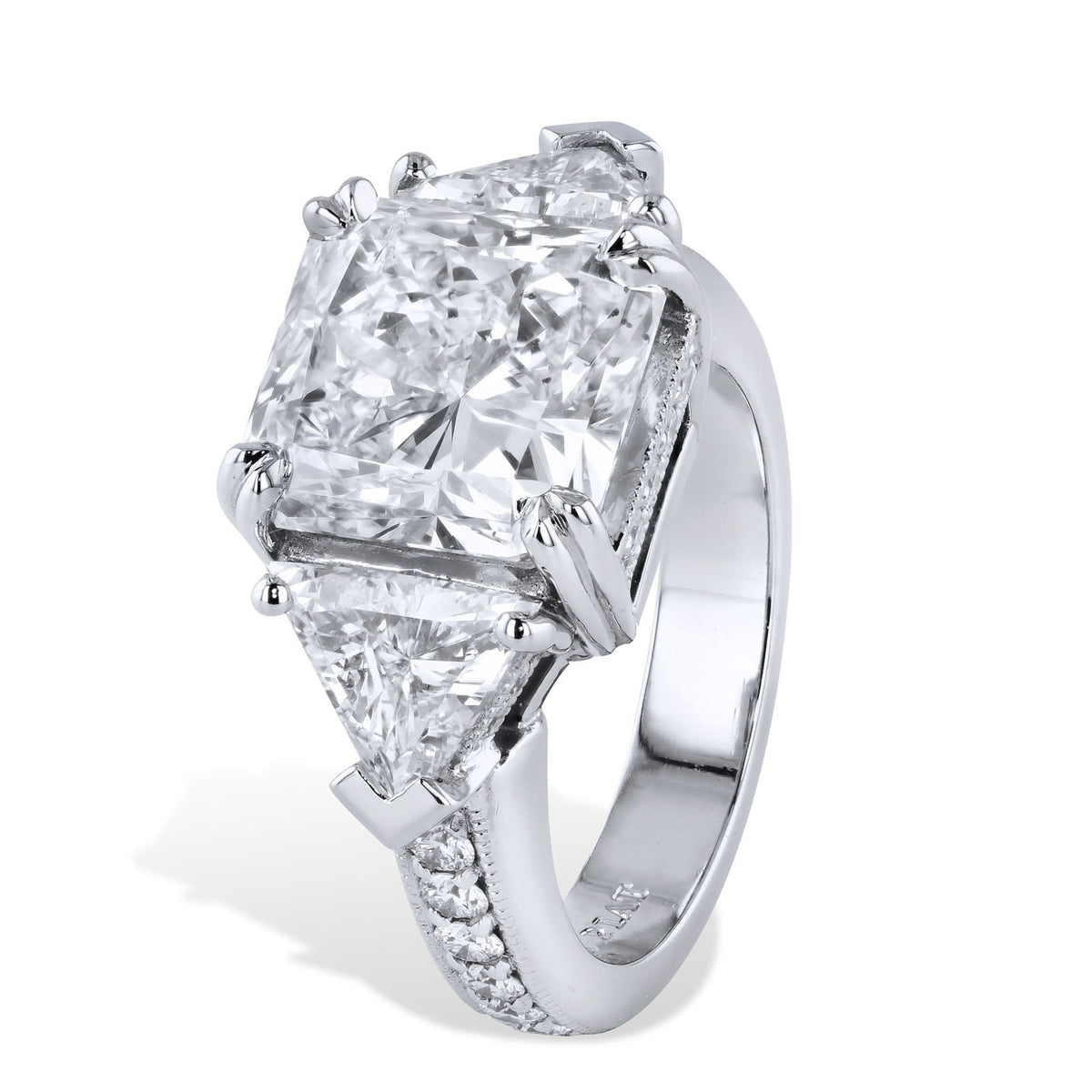 Square And Trillion Diamond Engagement Ring - Alternate View 2