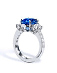Oval Blue Sapphire With Oval Side Stone Ring Rings H&H Jewels