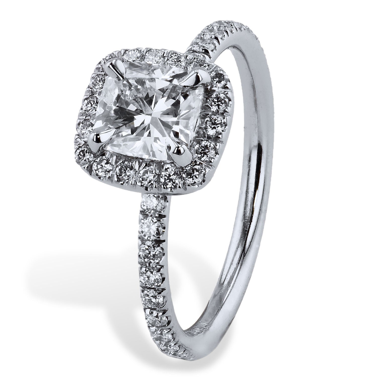 Cushion Cut Diamond Engagement Ring With Halo Rings H&amp;H Jewels