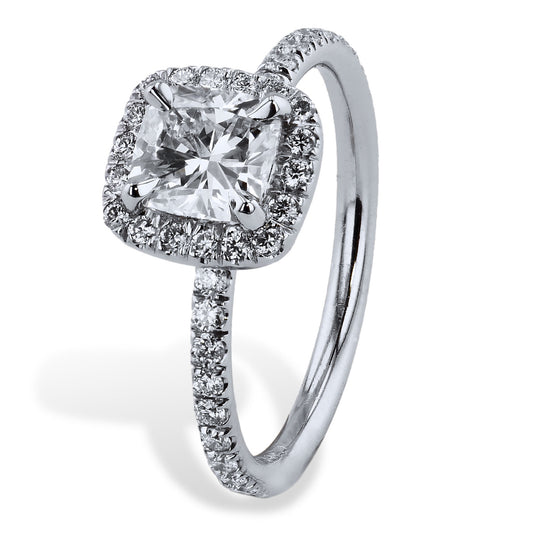 Cushion Cut Diamond Engagement Ring With Halo Rings H&H Jewels