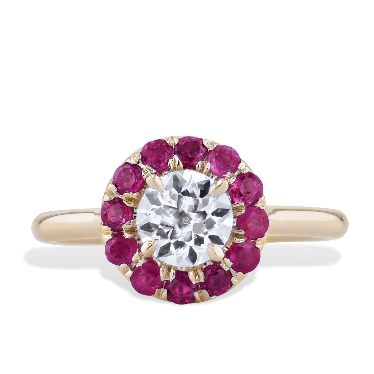 Diamond Ring With Ruby Halo Rings H&H Jewels