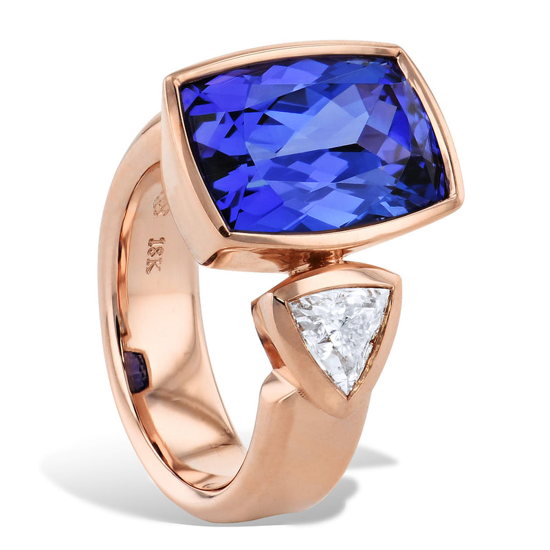 Rose Gold Blue Topaz And Diamond Ring Rings H&H Jewels