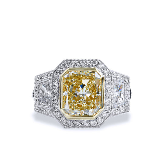 Yellow Diamond And Pave-Set Diamond Engagement Ring Rings H&H Jewels