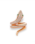Diamond Serpent Wrap Ring with Emerald Eyes Rings Curated by H