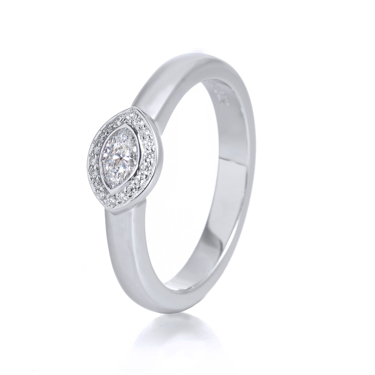 Bezel-Set Marquis Diamond Engagement Ring - Alternate View 1