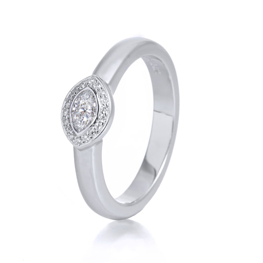 Bezel-Set Marquis Diamond Engagement Ring Rings H&H Jewels