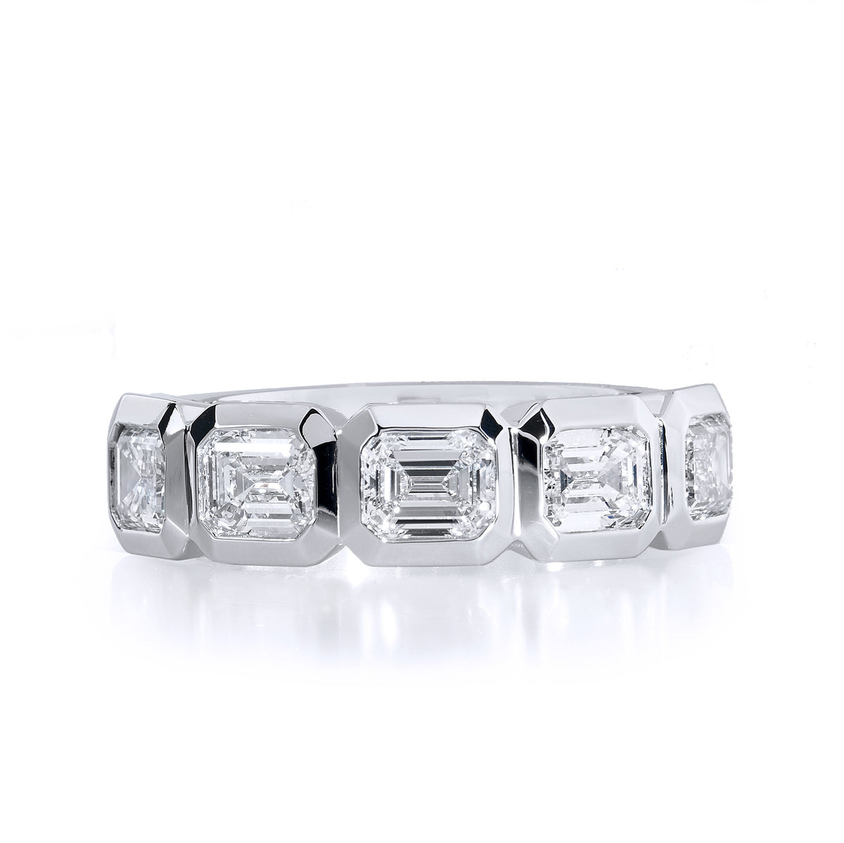 Bezel-Set Emerald Diamond Band Ring Rings H&H Jewels