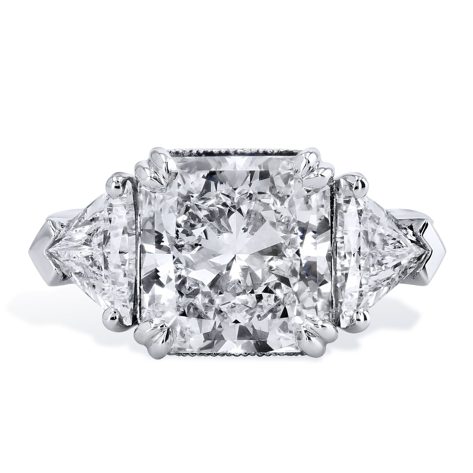 Square And Trillion Diamond Engagement Ring Rings H&amp;H Jewels
