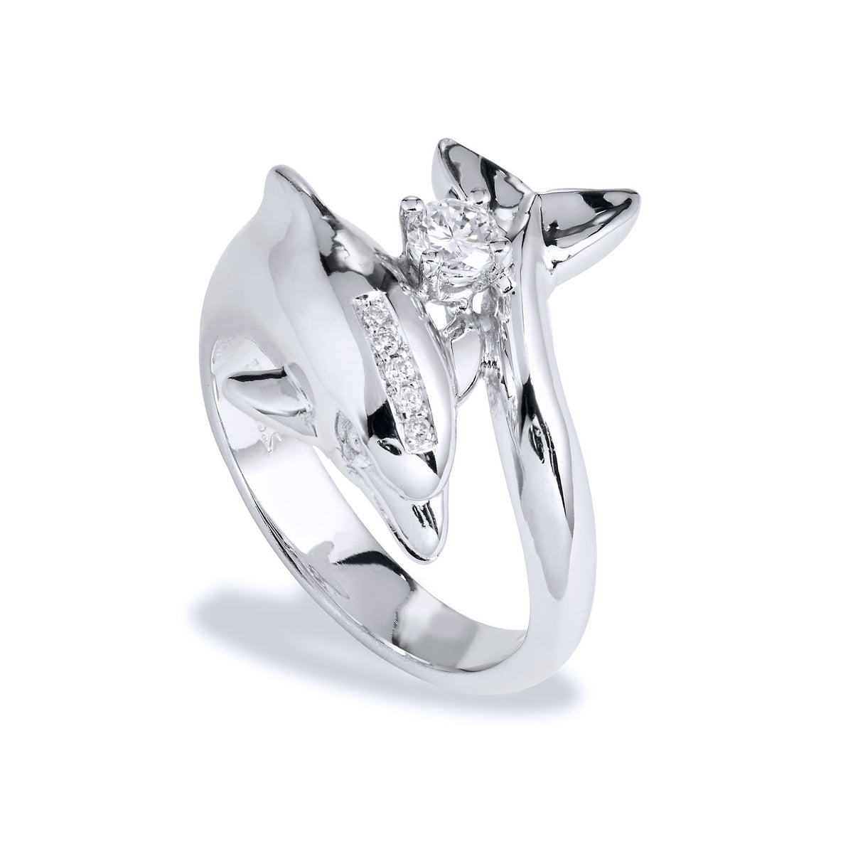 Diamond Dolphin Ring - Alternate View 1