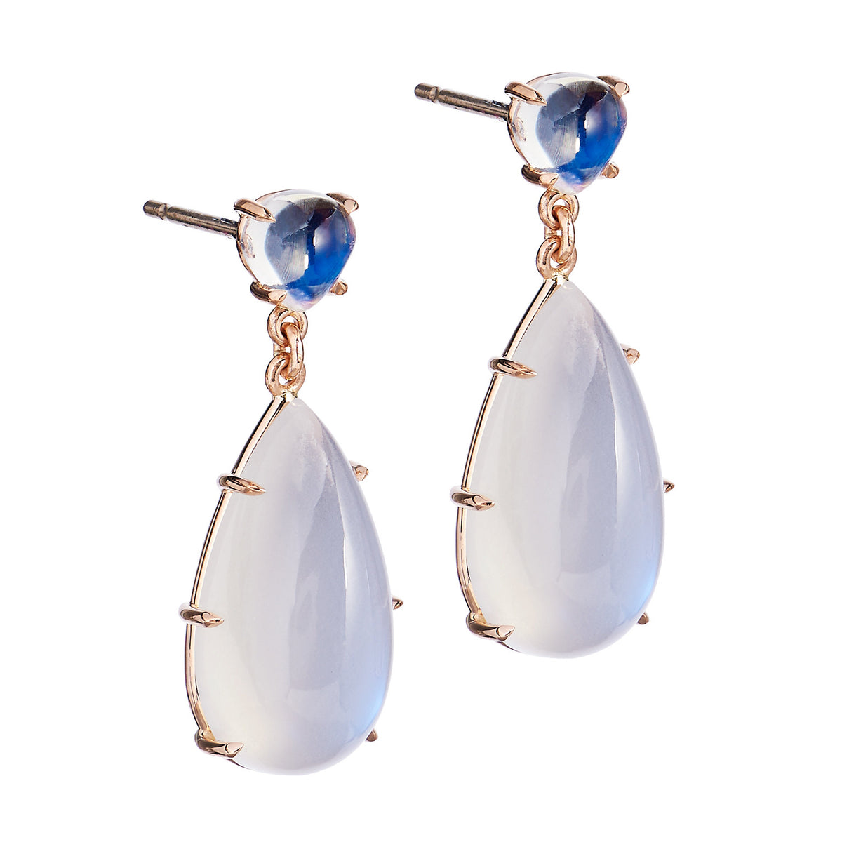 Geometric Moonstone Drop Earrings - Alternate View 1