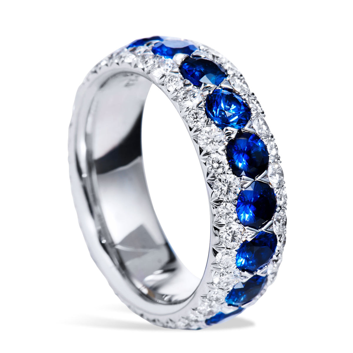 Blue Sapphire And Diamond Eternity Band Ring Rings H&H Jewels