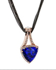 Rose Gold Blue Topaz And Diamond Pendant Necklaces H&H Jewels