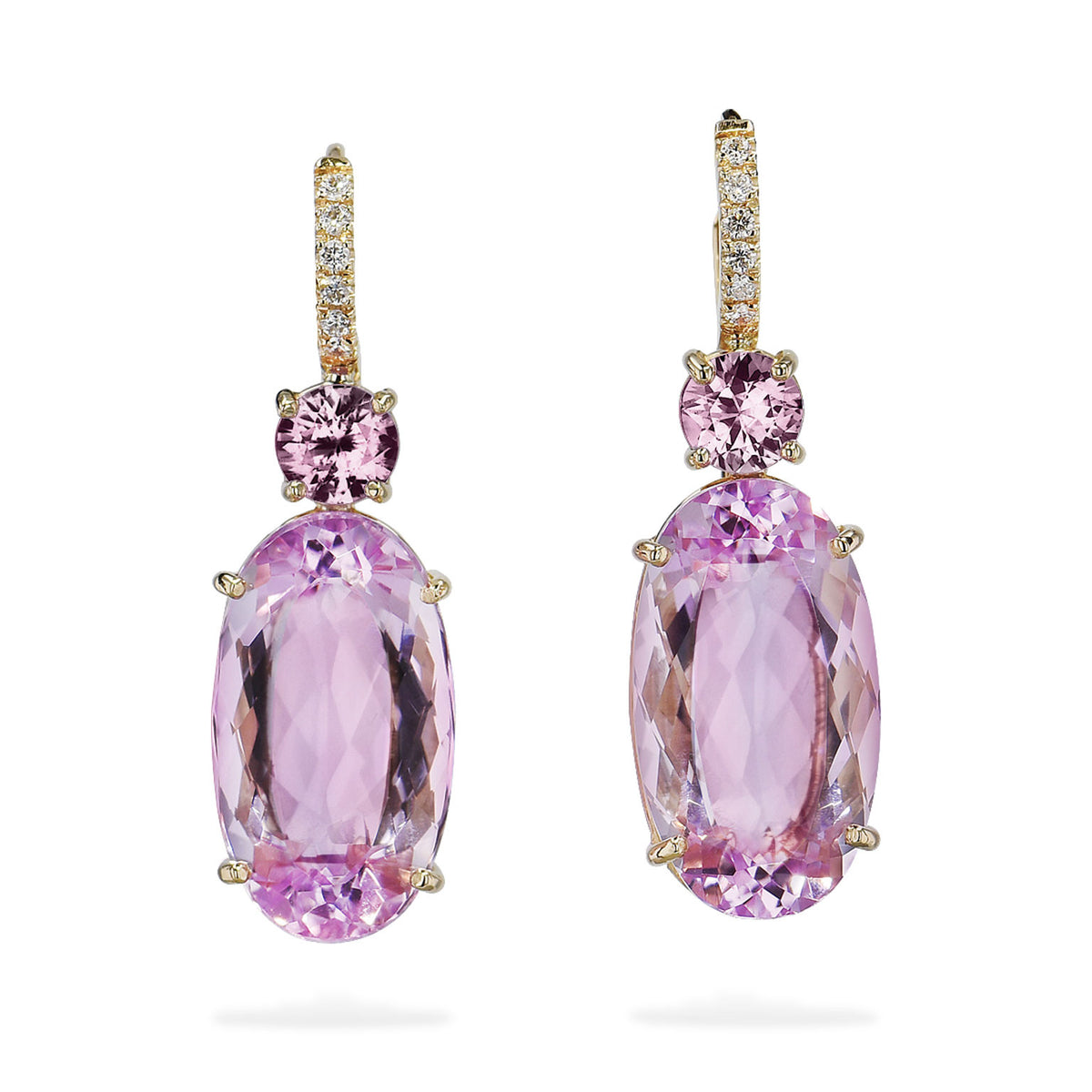 21.90ct Kunzite and Pink Sapphire Lever-back Earrings Earrings H&H Jewels