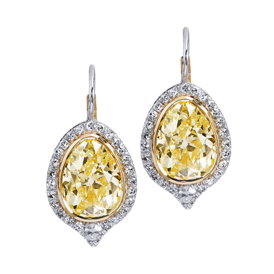 Pear-Shaped Yellow Diamond Lever-Back Earrings Earrings H&H Jewels