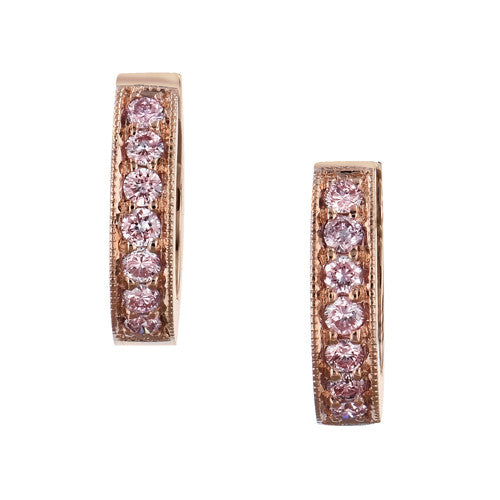 0.29 Carat Pink Diamond Rose Gold Hinged Hoop Earrings Earrings H&H Jewels