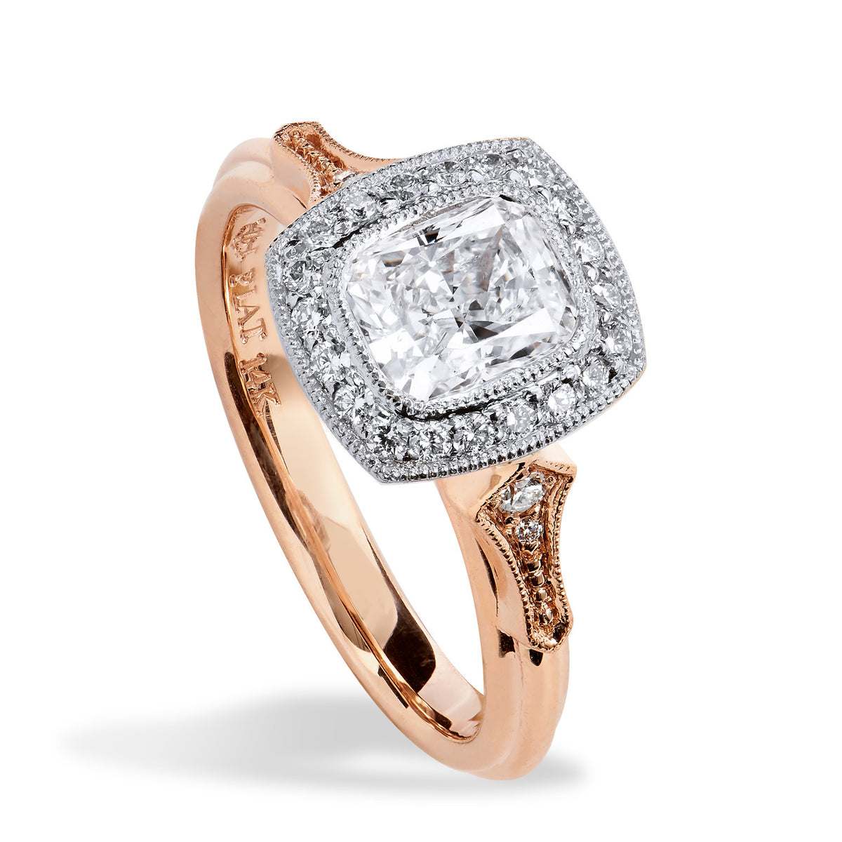 Radiant Diamond And Rose Gold Engagement Ring - Alternate View 1