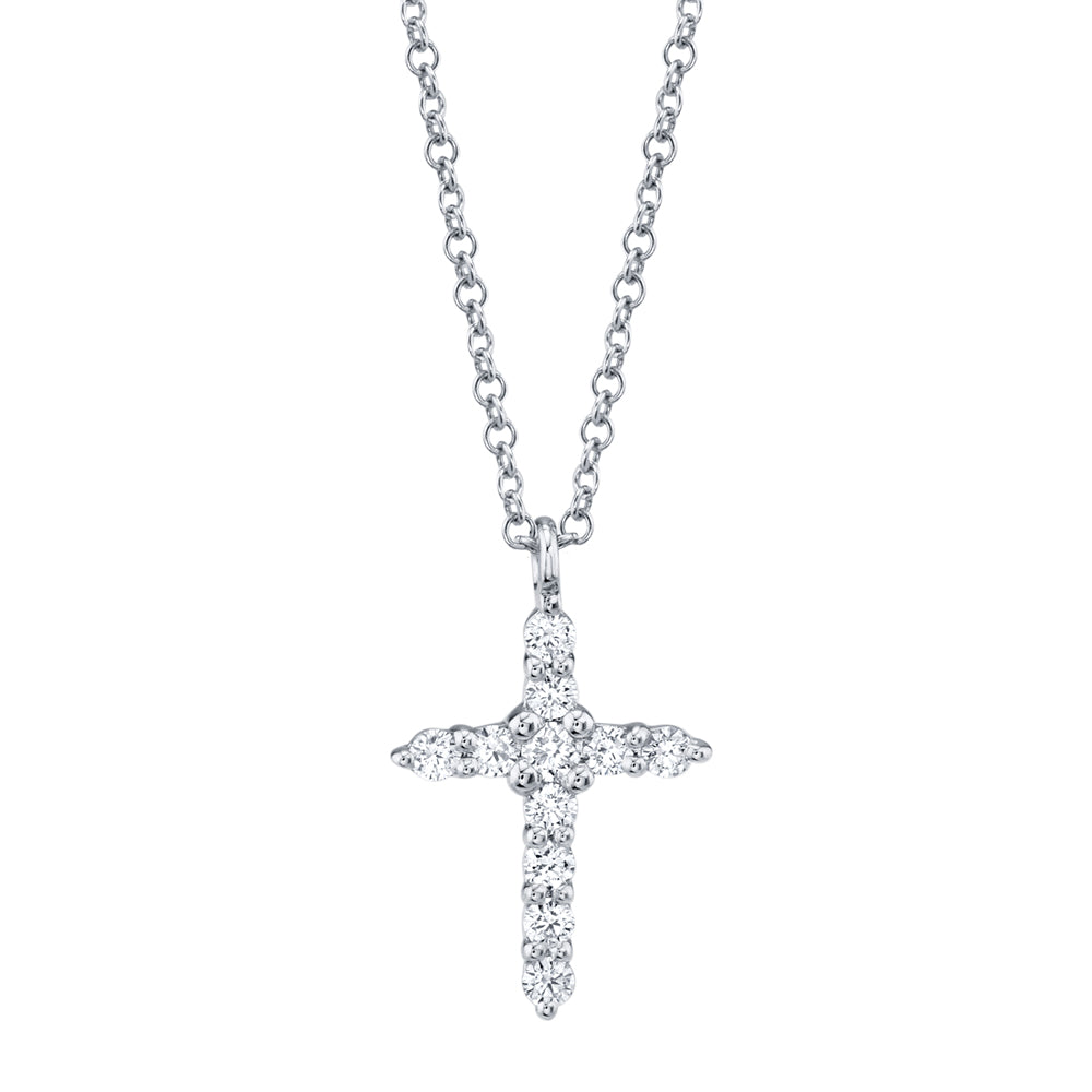 0.17ct White Gold Diamond Pave Cross Necklace Necklaces H&amp;H Jewels