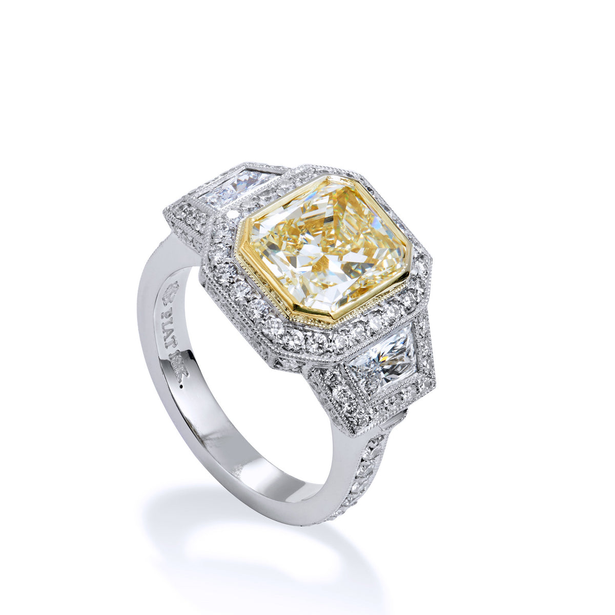 Yellow Diamond And Pave-Set Diamond Engagement Ring - Alternate View 3