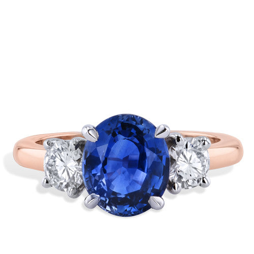 2.80 Carat Ceylon Blue Sapphire And Diamond Ring Rings H&H Jewels