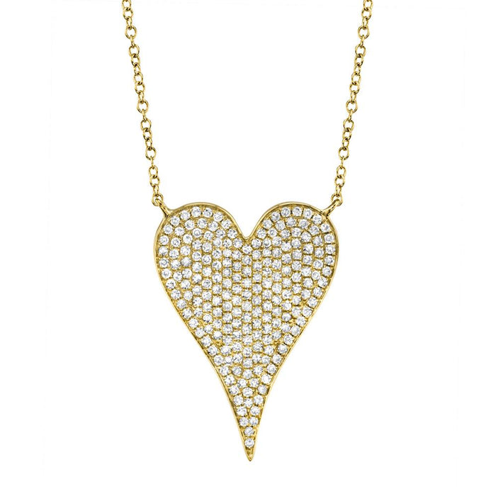 0.43ct Yellow Gold Diamond Heart Pendant Necklaces Shy Creation