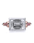 Bezel-Set Emerald Diamond With Pink Pave Diamond Engagement Ring Rings H&H Jewels