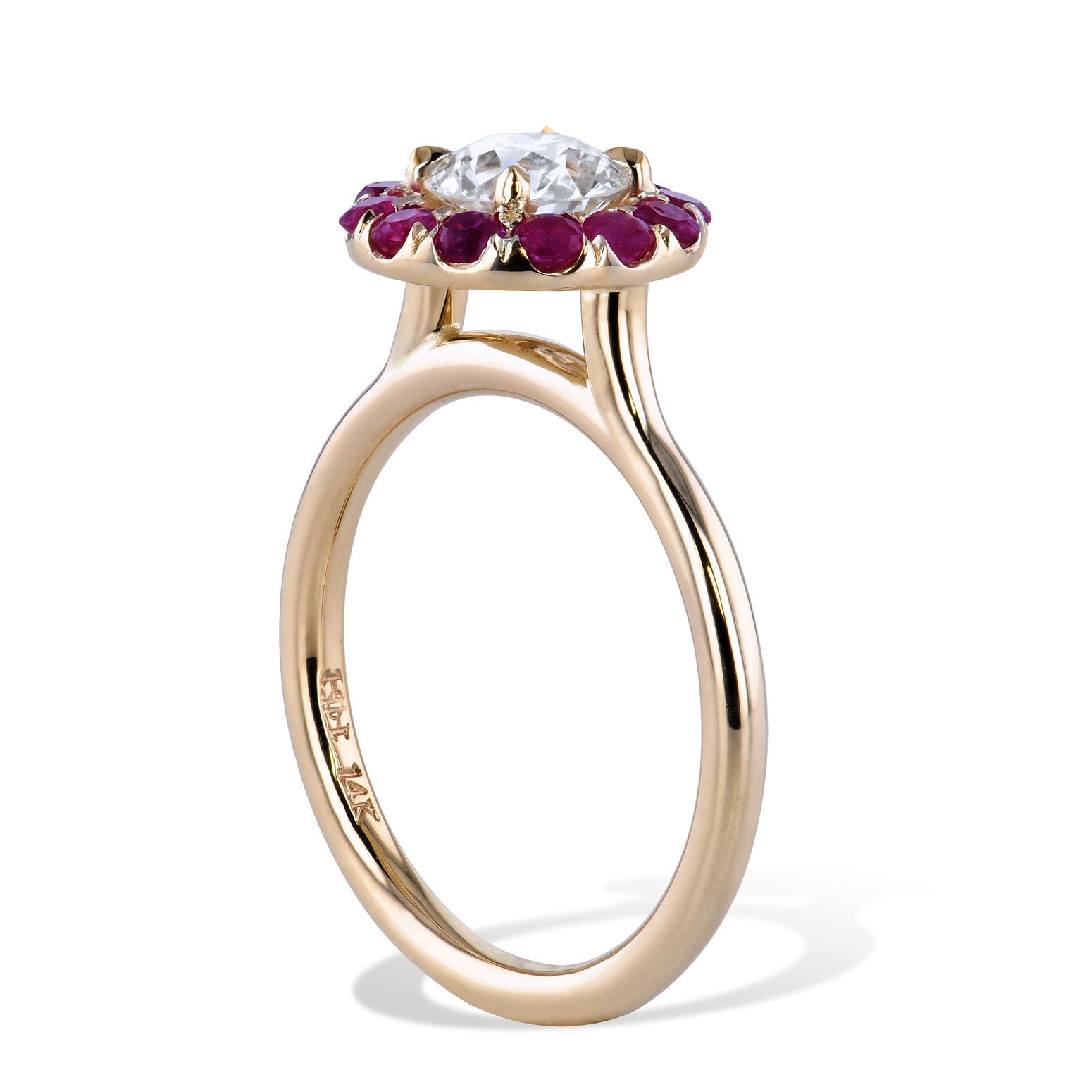 Diamond Ring With Ruby Halo Rings H&amp;H Jewels