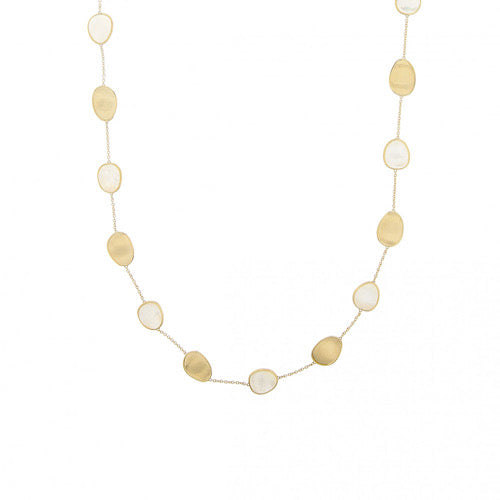 18kt Yellow Gold and White Mother of Pearl Lunaria Collection Station Necklace Necklaces Marco Bicego