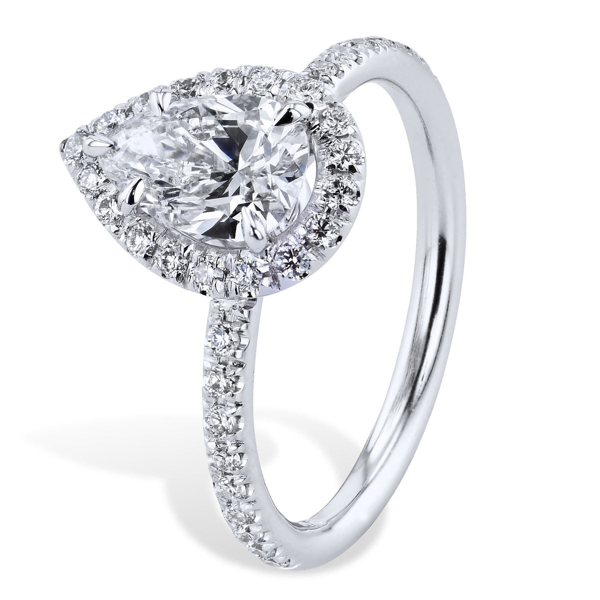 Pear Shaped Diamond Engagement Ring - Alternate View 2