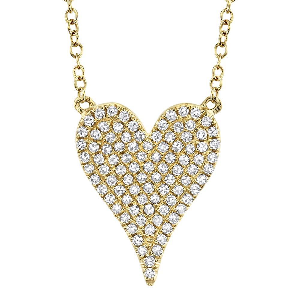 0.21ct Yellow Gold Pave Diamond Heart Necklace Necklaces Shy Creation